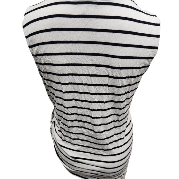 Banana Republic Sleevless Blouse Womens XL Striped Faux Wrap Nautical Corporate - Picture 3 of 5